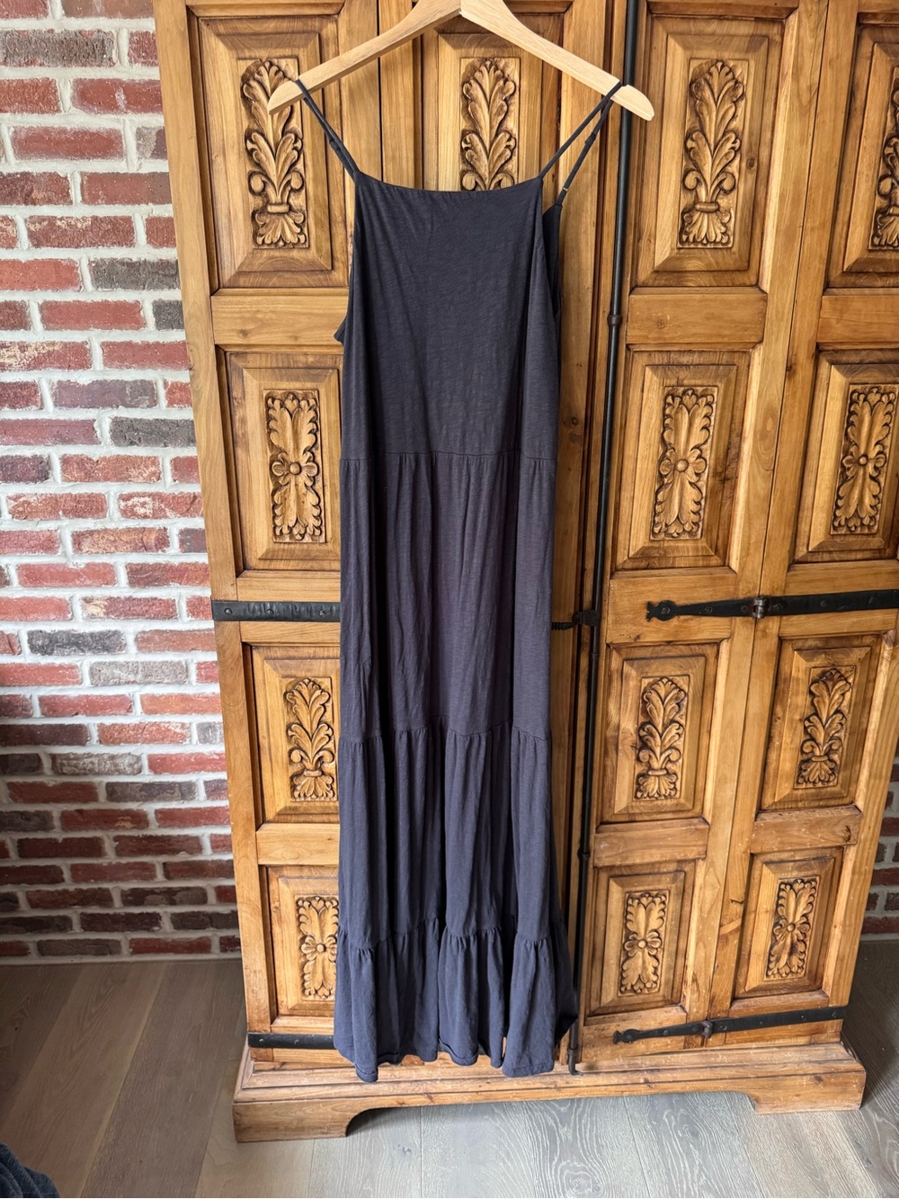 Z Supply Charcoal Tiered Spaghetti-Strap Maxi Dress